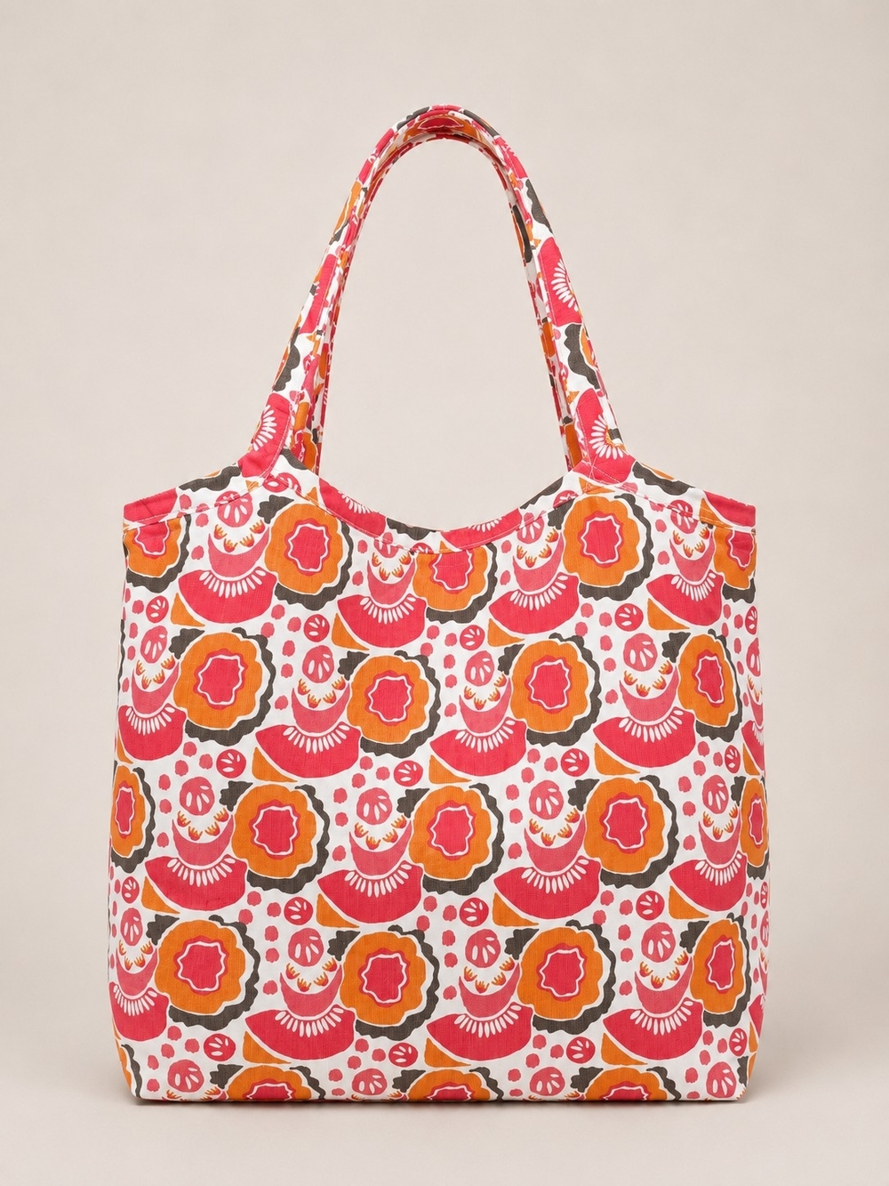 Rockflowerpaper Melons Pink Canvas Bucket Bag 20.5" Wide